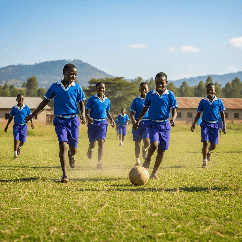 Students playing football